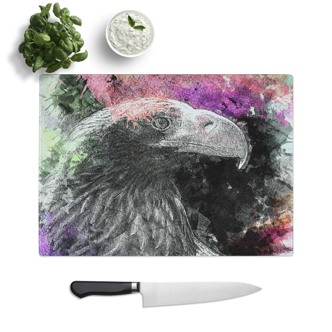 Glass Eagle Portrait in Abstract Chopping Board