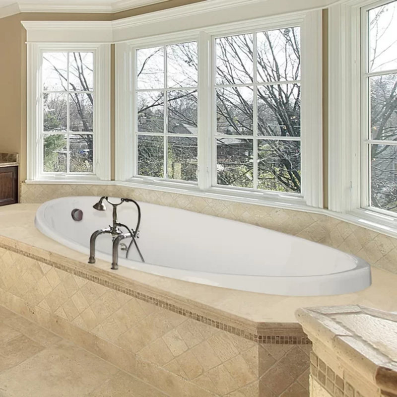 Carli 60'' L Soaking Bathtub, White, Polished Brass
