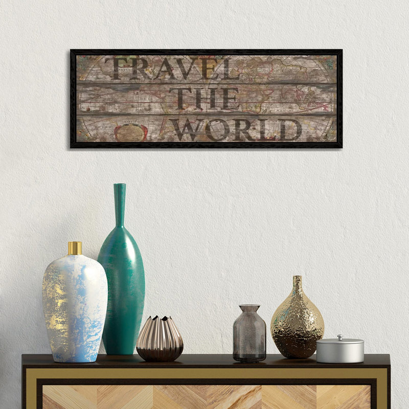 Travel The World by Diego Tirigall - Floater Frame Panoramic Gallery-Wrapped Canvas Giclée on Canvas, 30.48 cm H x 91.44 cm W