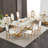 70" Faux Marble Top Metal Base Dining Table-93234939-93234940