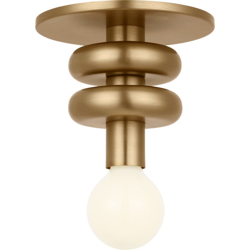 Plafonnier Drew et Jonathan Vincent 4 po à intensité variable, 1 lumière, en laiton satiné avec ampoule DEL, Laiton satiné