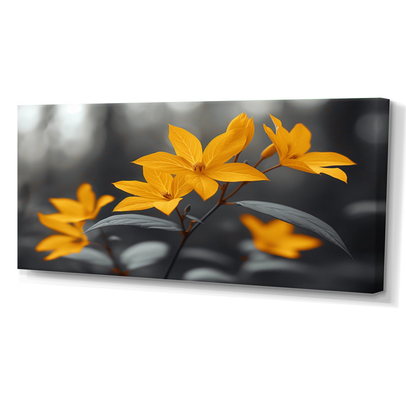 Fleur de cerisier jaune et jaune III, Toile tendue, H 28 po x l 60 po x P 1,5 po