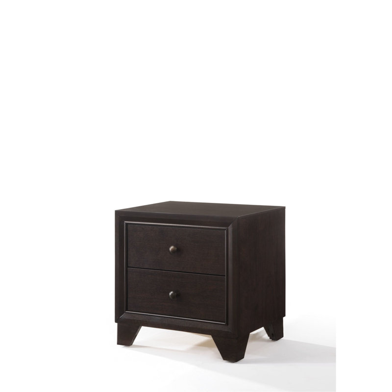 Table de chevet 2 tiroirs Finish, fabriquée en bois massif et avec système de glissières en métal
