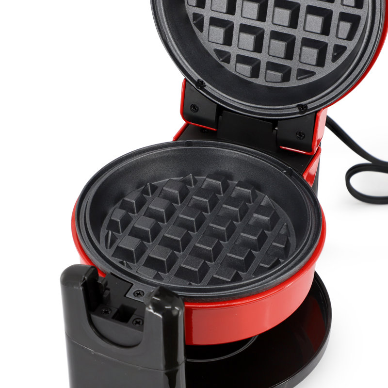 Red Non-Stick Rotating Belgian Style Waffle Maker