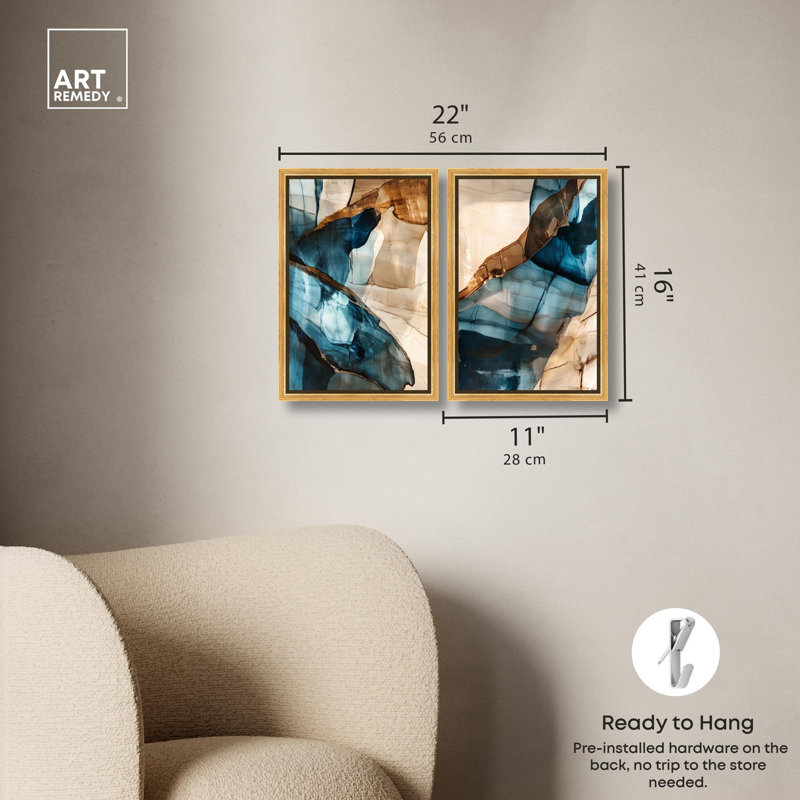 Décoration murale Boho Glitch Aesthetic Harmony Duo par Art Remedy, cadre doré, 10 x 15, H 16 po x l 11 po, Encadrement doré