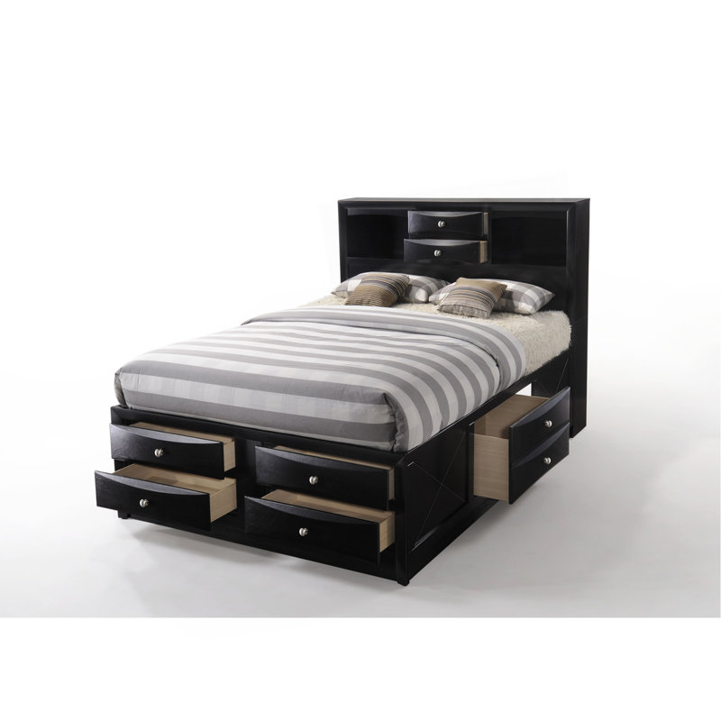 Ireland Black Finish EK Bed W/Storage