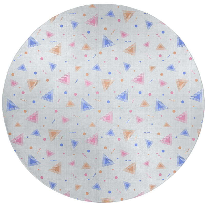 Chenille Geometric Indoor Rug, Round 5'