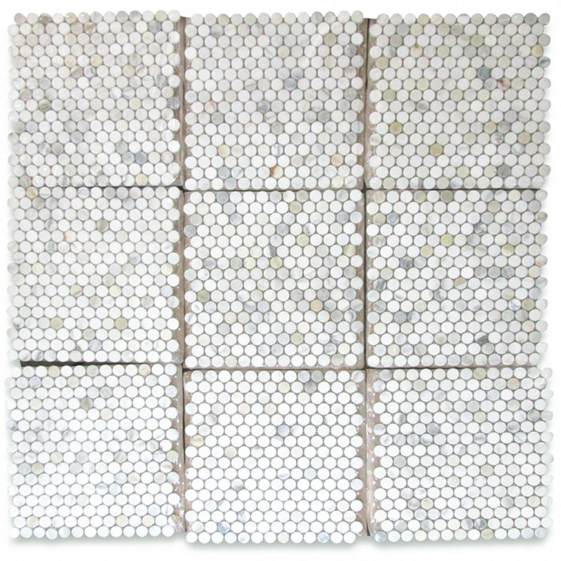 Calacatta 12" x 11" Marble Mosaic Tile, White/Gray