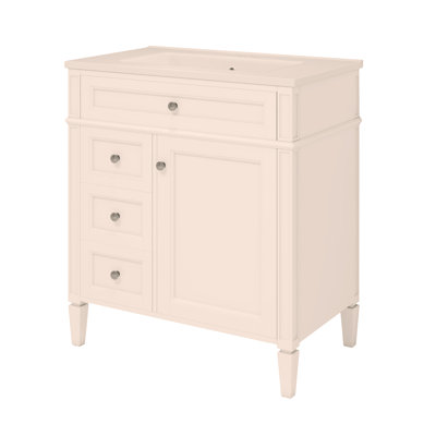 Meuble-lavabo de 30 po avec lavabo supérieur, armoire de rangement moderne avec 2 tiroirs et un tiroir basculant