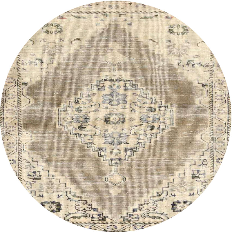 Tapis gris / olive Southwestern, Rond 6 pi