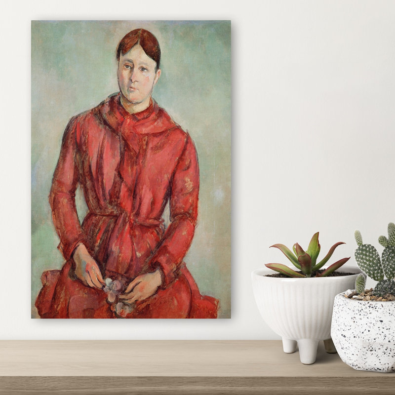 Portrait Of Madame Cezanne In A Red Dress, C.1890 Abstract Contemporary Wall Art Print, 45.72cm H x 30.48cm W