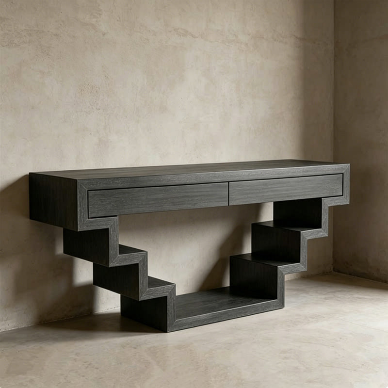 Console Retro Minimalist Art Design, H 31,5 po x l 62,99 po x P 15,75 po, Noir