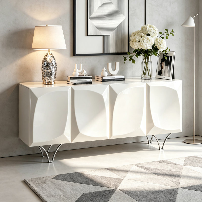 Buffet à grande capacité de style italien, H 31,5 po x l 70,87 po x P 17,72 po, Crème