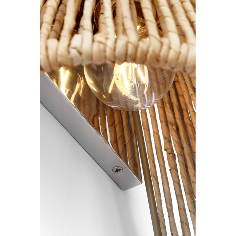 Antigua 20" Sconce in Natural Abaca, Polished Nickel