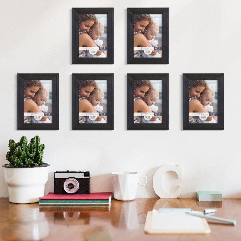 Wood Picture Frame - Set of 6, Ebony, 4" x 6"