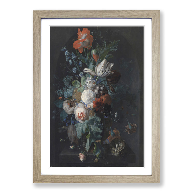 Still Life with Flowers Vol.4 by Jan Van Huysum - Picture Frame Painting, Oak, 48cm H x 36cm W x 2cm D