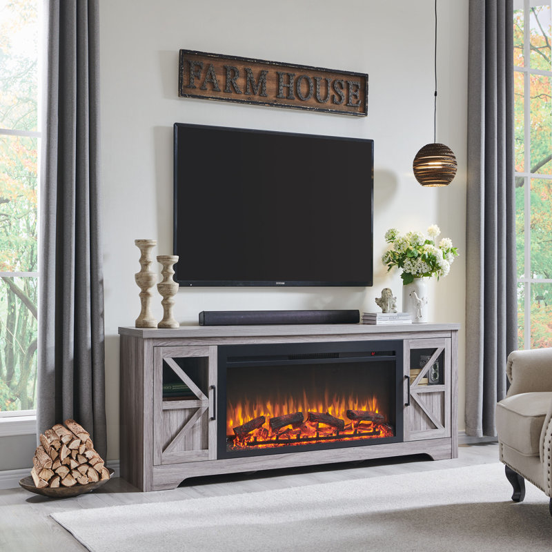 Fireplace TV Stand, With Electric Fireplace And Ample Storage