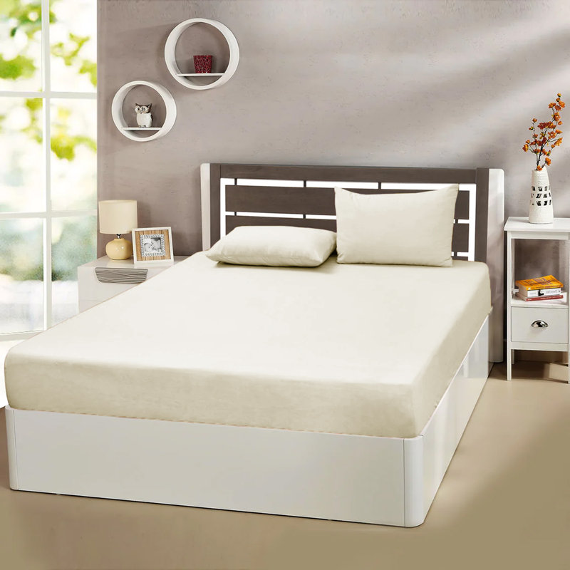 Ewoud Super Soft Microfiber Fitted Sheet – 25cm Deep Pocket, Brushed Finish, Kingsize (5'), Cream