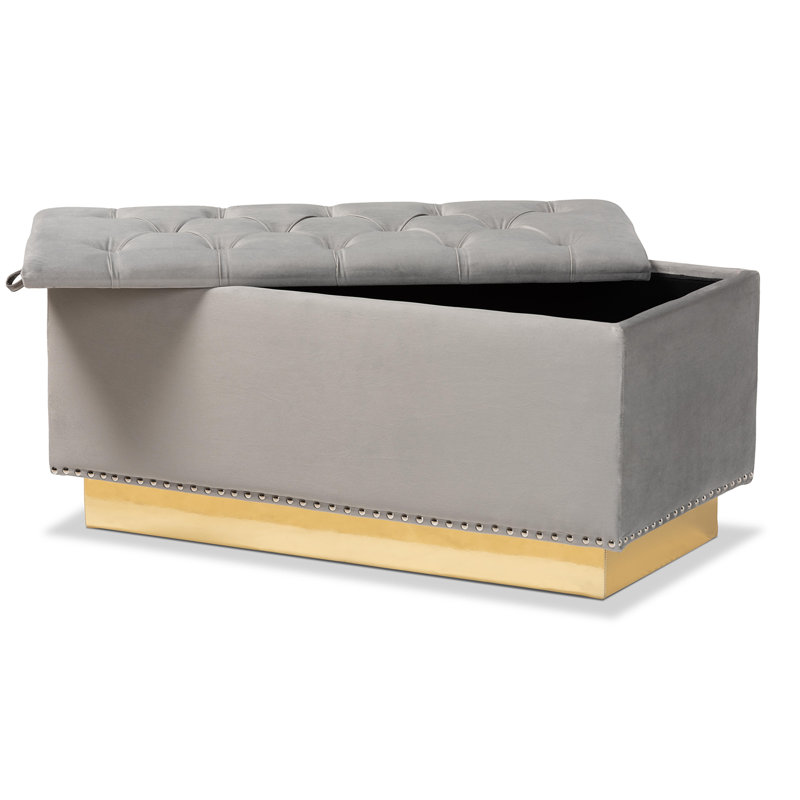 Eldora Velvet Ottoman, Gray Velvet