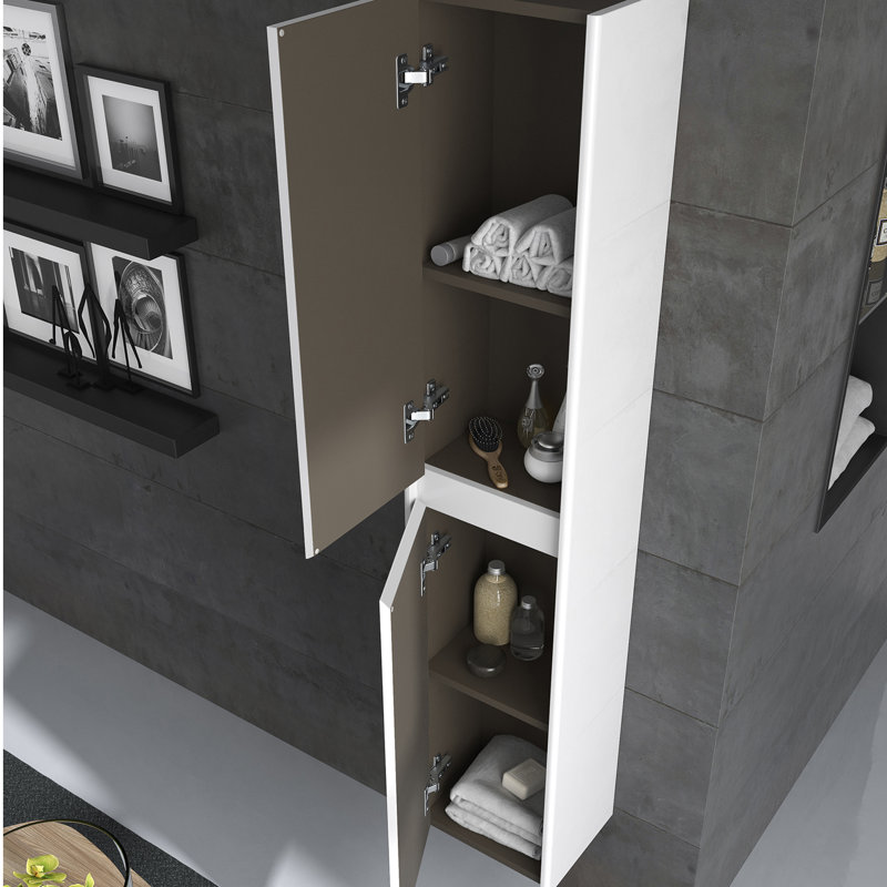 Ambra 47.4'' W Single Vanity, Glossy Anthracite, Nordic Oak