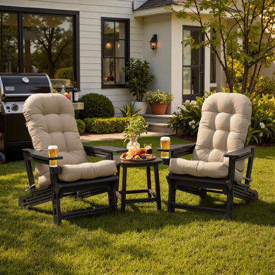 Ensemble de chaises d'extérieur en PEHD Adirondack avec coussins amovibles et porte-gobelet