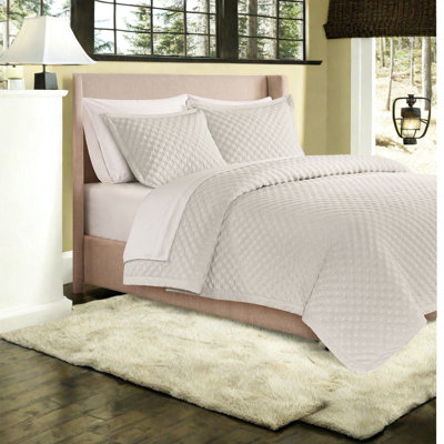 Ensembles de literie Modern, ensemble de couvre-lit en velours très grand 3 pièces, blanc, matelassé