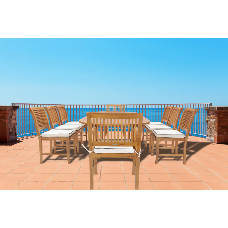 Angelicamae Outdoor 9 - Piece Teak Dining Set with Cushions