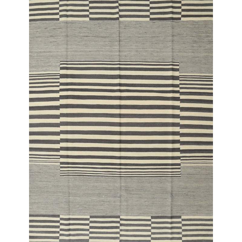 Tapis contemporain gris / noir, Rectangle 5 pi x 7 pi