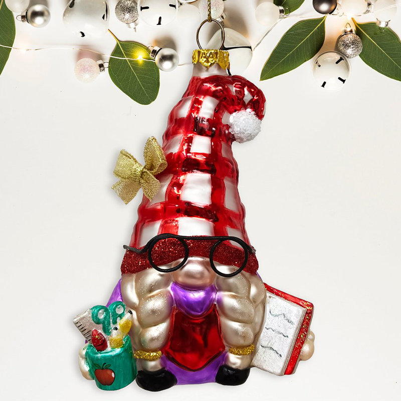 Festive Teacher Glass Christmas Ornament