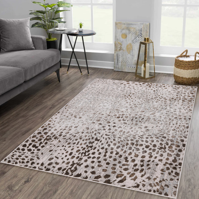 Tapis beige et doré à imprimé animal de la collection Nevada, Rectangle 2 pi x 3 pi 4 po