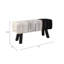 Élégant banc d'appoint à poils sur pattes avec rayures Patchwork - Mobilier polyvalent offrant style et confort - Banc de rangement rembourré pour sièges de chambre à coucher, de salon et de salle à manger - 36 po, ivoire / noir