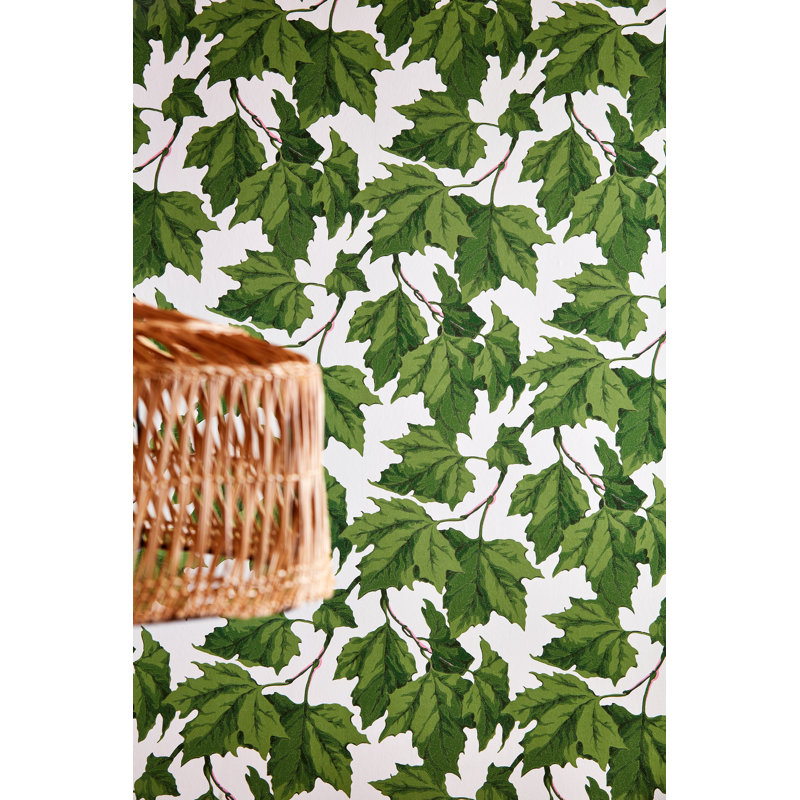 Dappled Leaf 10.05m x 52cm Matte Wallpaper Roll, Green/White