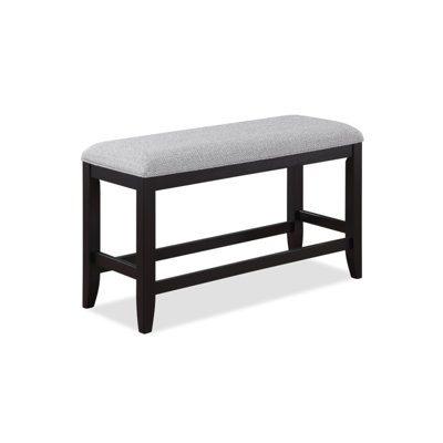 1Pc Transitional Dark Gray Finish Fabric Upholstered Counter-Height Dining Bench