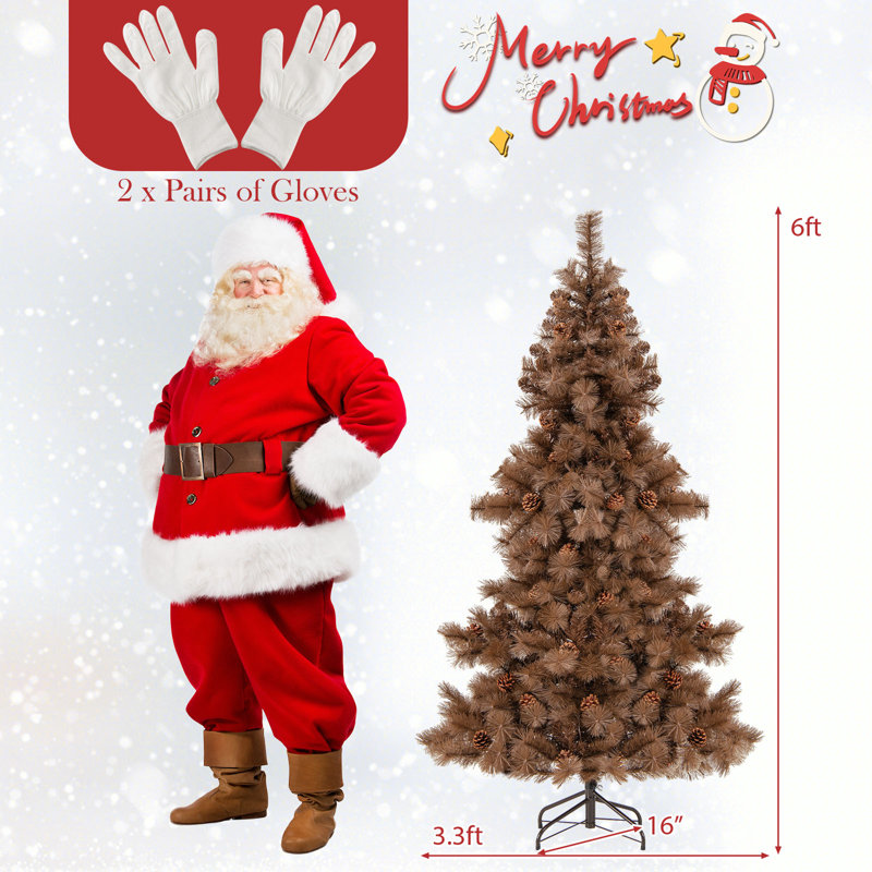 Arbre de Noël artificiel 6 pi avec 200 lumières DEL, 493 branches, 52 pommes de pin
