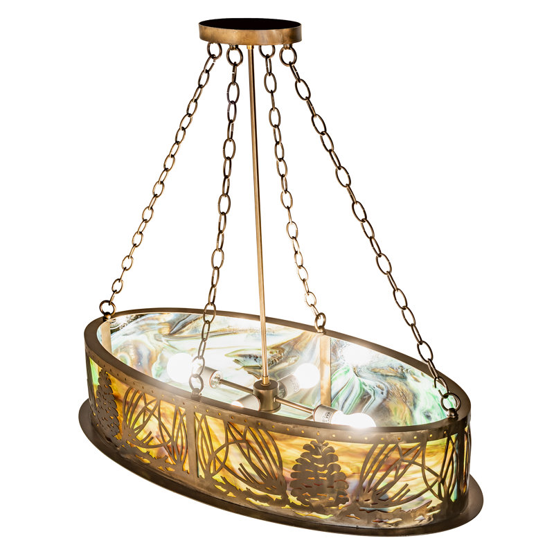 Lustre cylindrique unique et remarquable à 4 lumières Mountain Pine