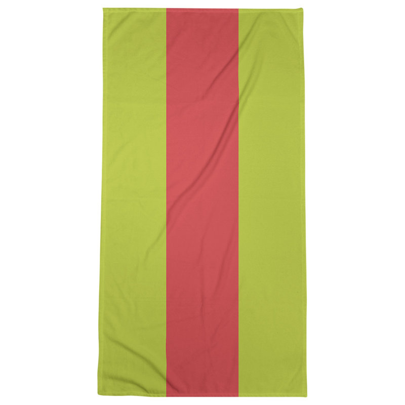 Cotton Blend Lightweight Bath Towel, Volt Green/Torch Red