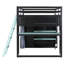 Lit mezzanine pleine grandeur avec garde-robe, tablettes de rangement, rideaux occultants et lumières RVB, lit en bois pour enfants peu encombrant, noir et bleu-1324948
