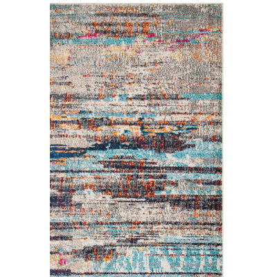Riccio Abstract Gray/Turquoise/Brown Area Rug