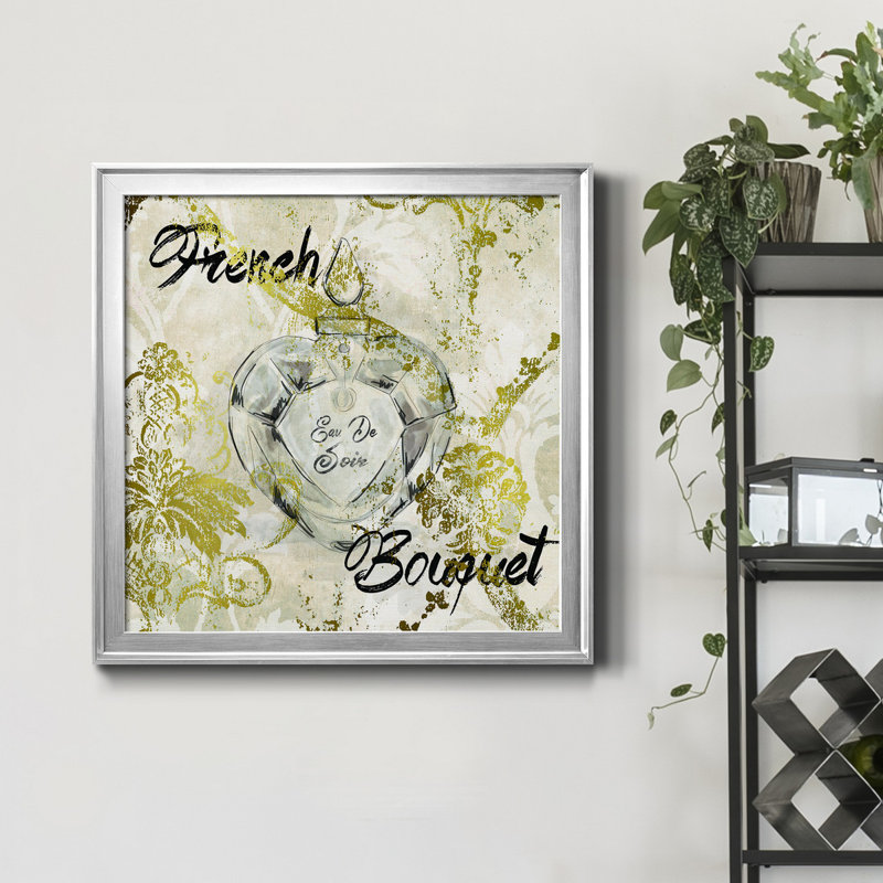 Bouquet français - Peinture sur toile encadrée, H 17,5 po x l 17,5 po x P 1,5 po, Toile encadrée argentée