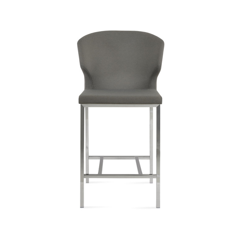 Amed Metal Counter & Bar Stool, Gray Era Fabric, Chrome, Bar Stool (29" Seat Height)