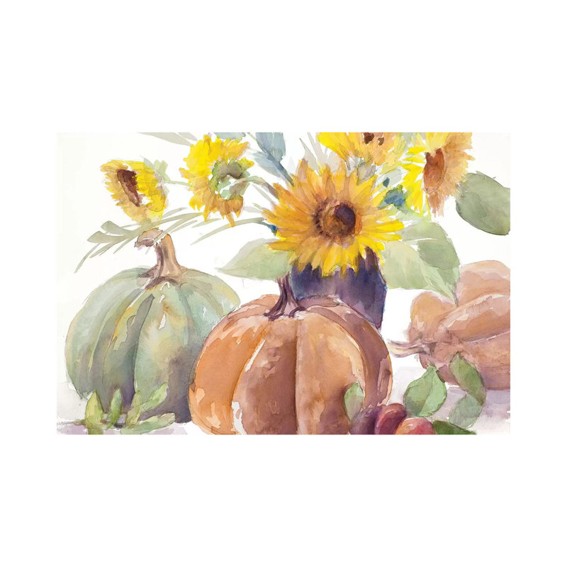 Tournesols et citrouilles Tawny par Lanie Loreth-reproduction d’art, Pas de tapis, H 40 po x l 60 po x 1,5 po, Toile tendue