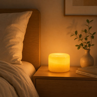 Lampe de table cylindrique en jade de marbre doré naturel, veilleuse chaude rechargeable USB-C à DEL avec luminosité réglable à 3 niveaux, lampe décorative portative sans fil pour la chambre à coucher, le salon, le bureau, le patio et le camping