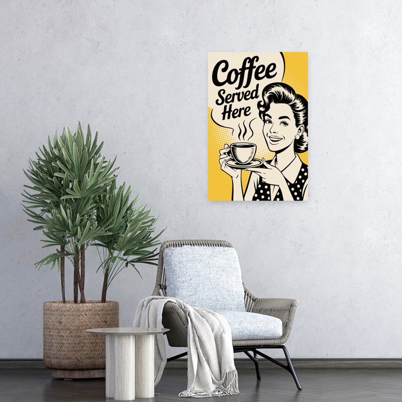 Art mural rétro café servi ici, H 24 po x l 16 po