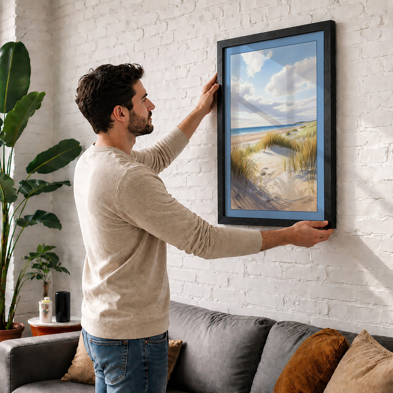 Dunes at Rest Coastal - Framed Print, A1 - 84.1 x 59.4 cm, Oak