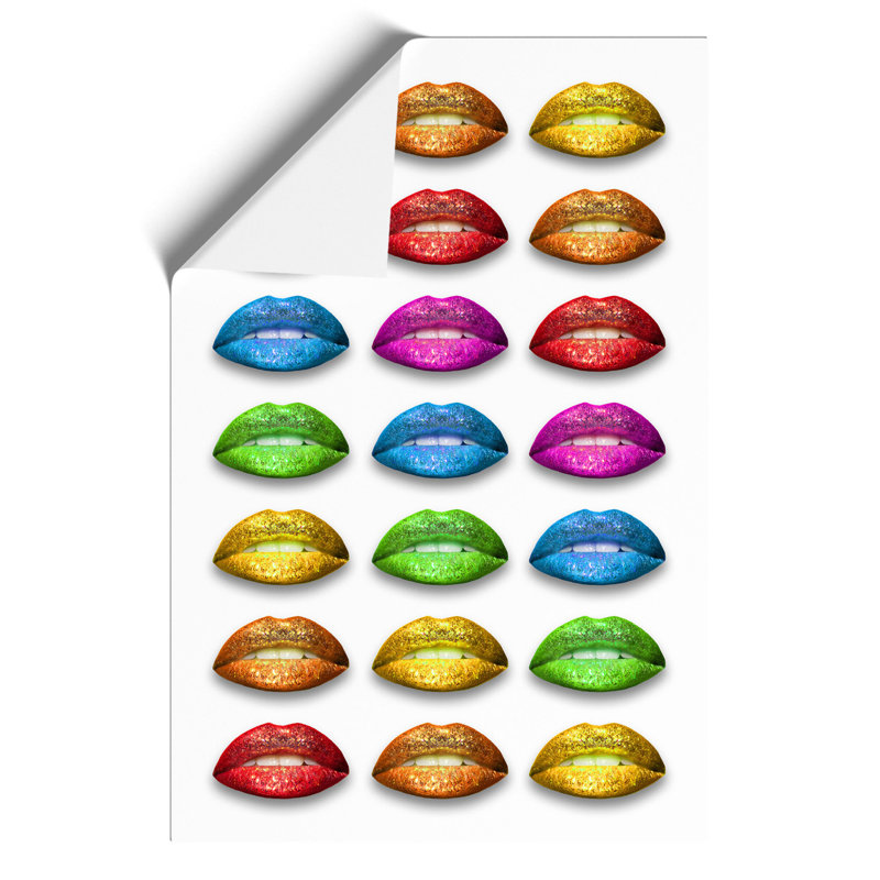 Rainbow Lips - Frameless Print, 84cm H x 59cm W x 0.1cm D