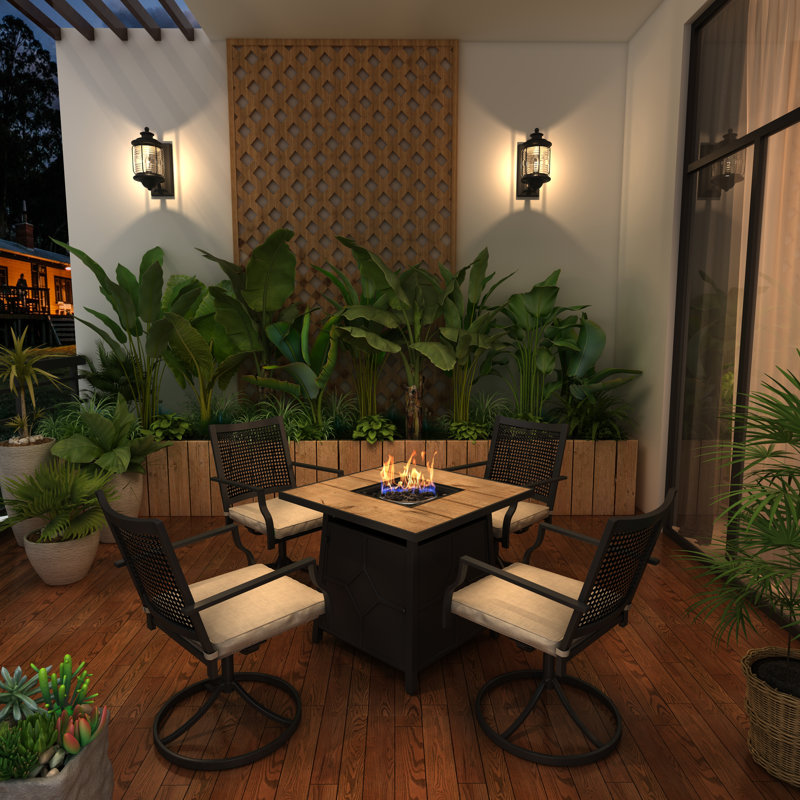 Ugashik 4 - Person Patio Dining Set with Square Table , Cushions Included, Gray