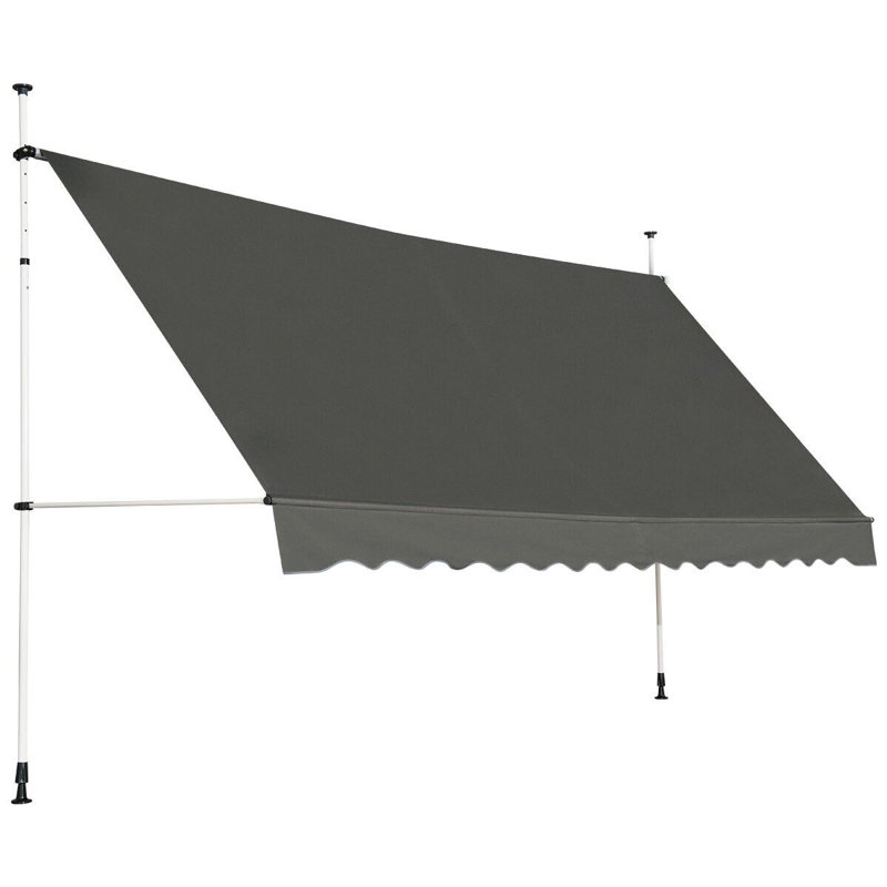 17 Stories 400cm W x 120cm D Damask Fabric Cover Retractable Patio Awning, Grey