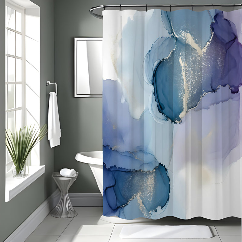 Shower Curtain w/ Bathmat, 93"H x 70"W