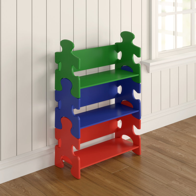 Puzzle Wooden Bookshelf, Primary