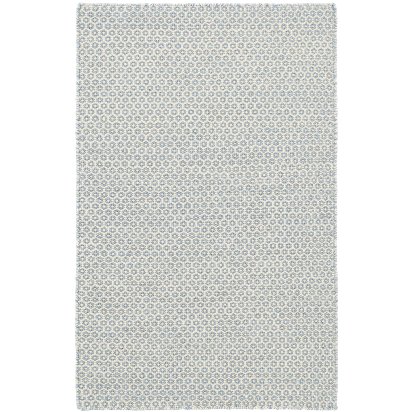 Honeycomb French Blue/Ivory Handwoven Wool Rug, Rectangle 4' x 6'